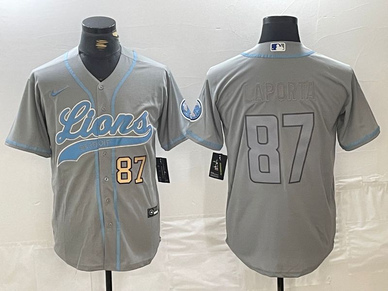 Men Detroit Lions #87 Laporta Grey Joint Name 2024 Nike Limited NFL Jersey style 2->detroit lions->NFL Jersey